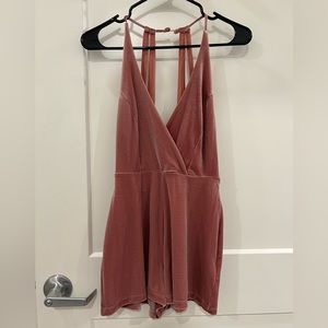Urban Outfitters Velvet Romper (pink)